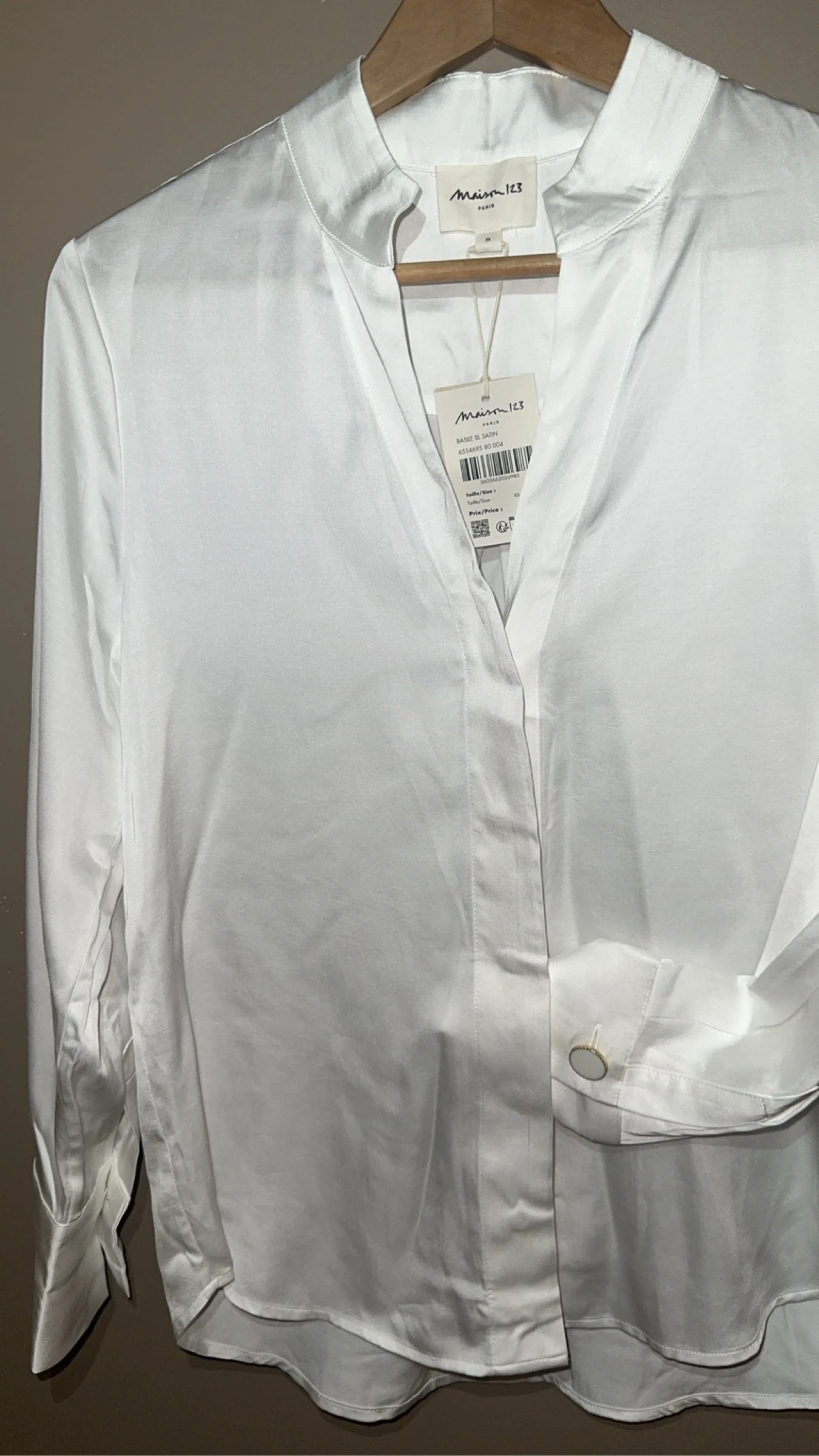 Blouse van satijn wit Maison 123 - Nieuw met etiket - Maat M – photo 5